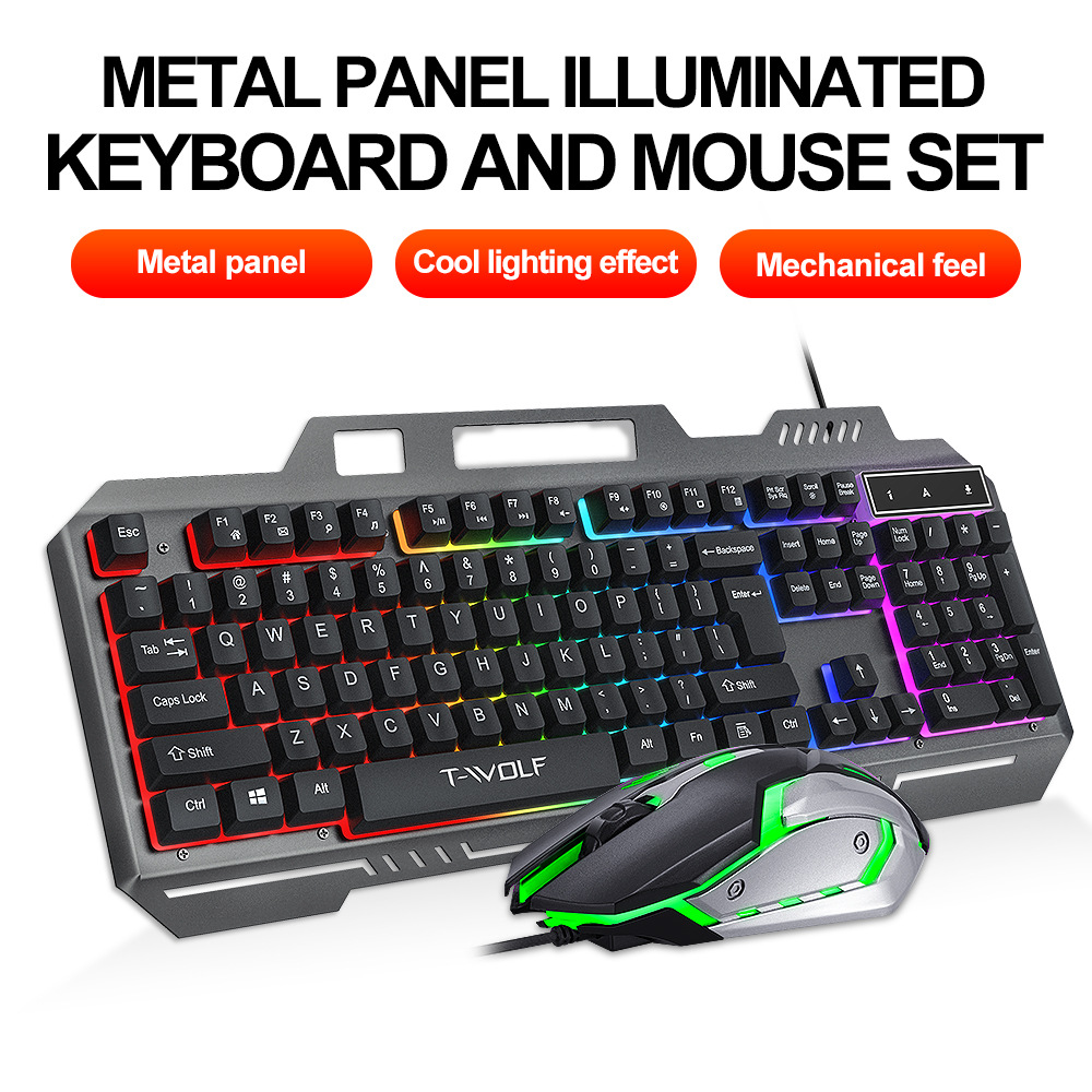 Gaming Keyboard And Mouse Set - Keyboard Gaming Mekanis Berkabel dengan Lampu