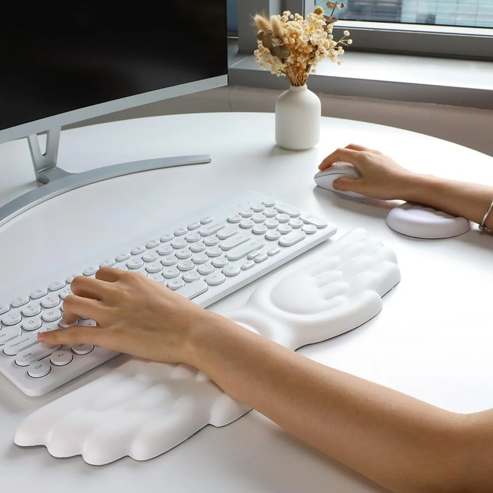 Gaming Keyboard Mouse Set - Mousepad Ergonomis Angel Keyboard Wrist Rest