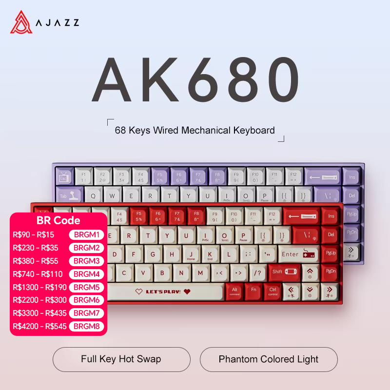 Gaming Keyboard Hot Swappable - AJAZZ AK680 65% Keyboard Mekanik Gaming