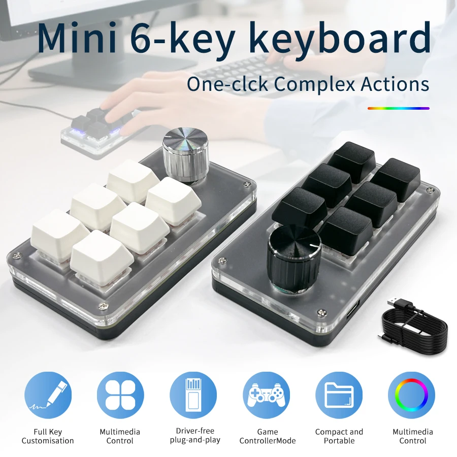 Gaming Keyboard Hot Swappable - Keyboard Mini Kustom Berkabel RGB 6