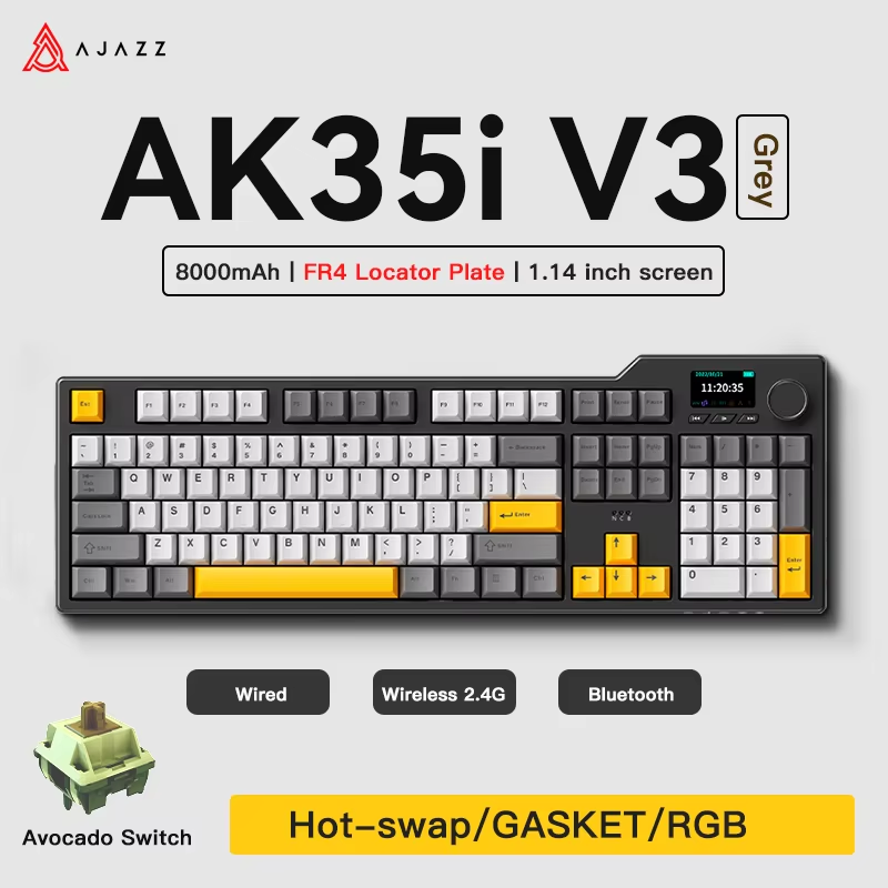 Ajazz AK35I V3/V4 MAX Tri-mode - Gaming Keyboard Hot Swappable ulasan dan harga