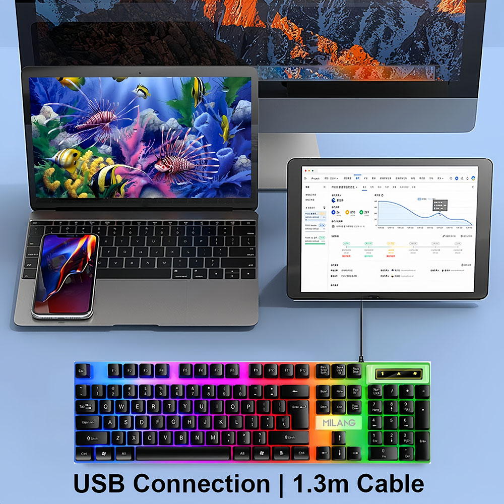 KEBIDUMEI Keyboard Berkabel US - Gaming Keyboard Half ulasan dan harga